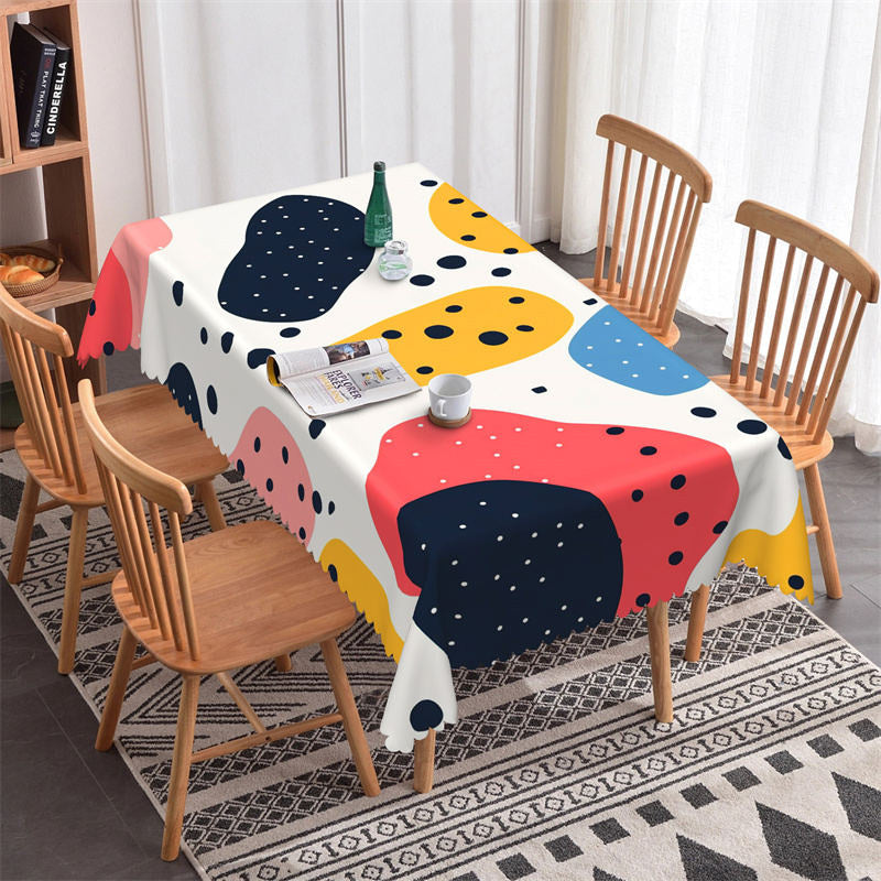 Aperturee - Nordic Dot Colorful Abstract Rectangle Tablecloth