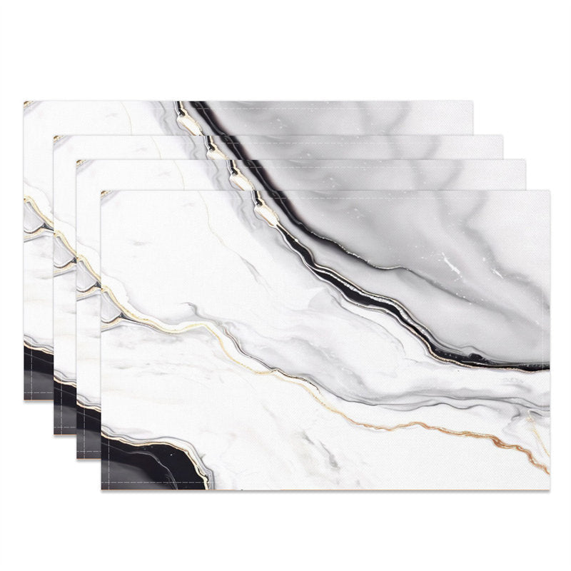 Aperturee - Nordic White Black Gold Marble Set Of 4 Placemats