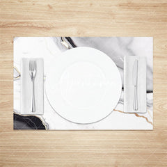 Aperturee - Nordic White Black Gold Marble Set Of 4 Placemats