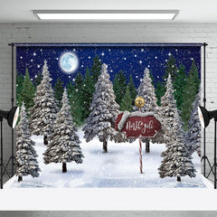 Aperturee - North Pole Night Forest Landscape Winter Backdrop