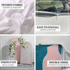 Aperturee Solid Color Double Sided Fabric Arch Backdrop Kit for Event