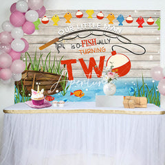 Aperturee - O Fish Ally Lake Wood 2nd Birthday Party Backdrop