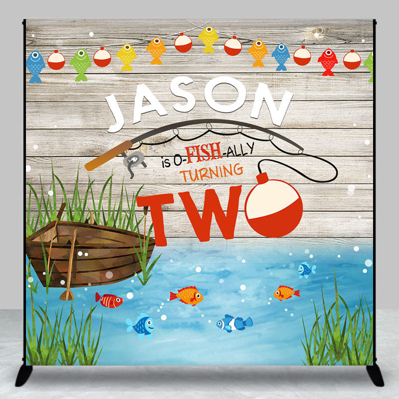 Aperturee - O Fish Ally Lake Wooden Custom 2nd Birthday Backdrop