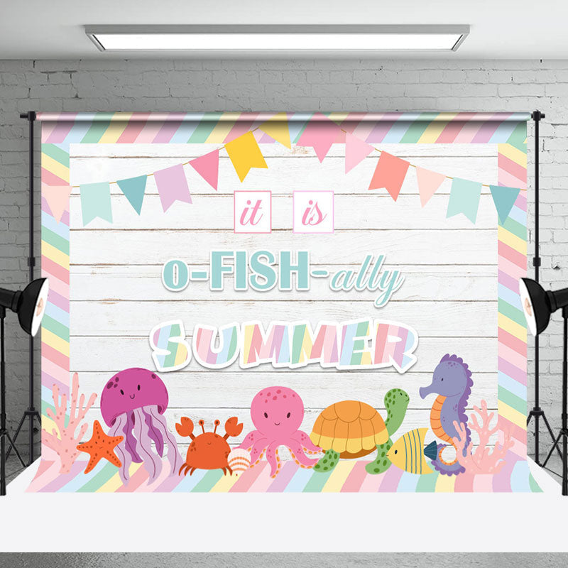 Aperturee - O Fish Ally Summer Undersea Animals Wooden Backdrop