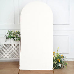 Aperturee Off White Spandex Fit Round Top Backdrop Wedding Arch Cover