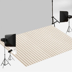 Aperturee - Off White Strips Rubber Floor Mat For Photography