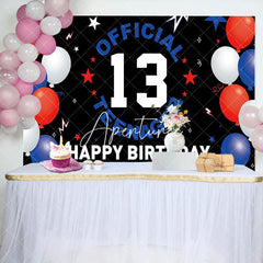 Aperturee - Official Teenager Black Stars 13th Birthday Backdrop