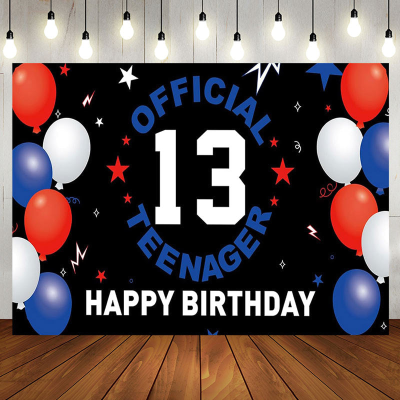 Aperturee - Official Teenager Black Stars 13th Birthday Backdrop