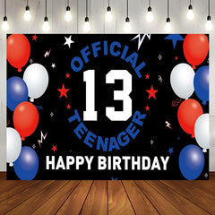 Aperturee - Official Teenager Black Stars 13th Birthday Backdrop