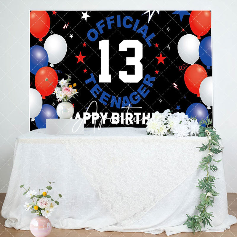 Aperturee - Official Teenager Black Stars 13th Birthday Backdrop