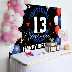 Aperturee - Official Teenager Black Stars 13th Birthday Backdrop