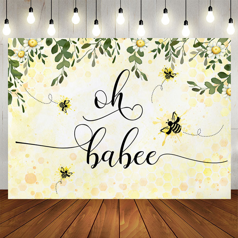 Aperturee - Oh Babee Honey Sunflower Backdrop for Baby Shower