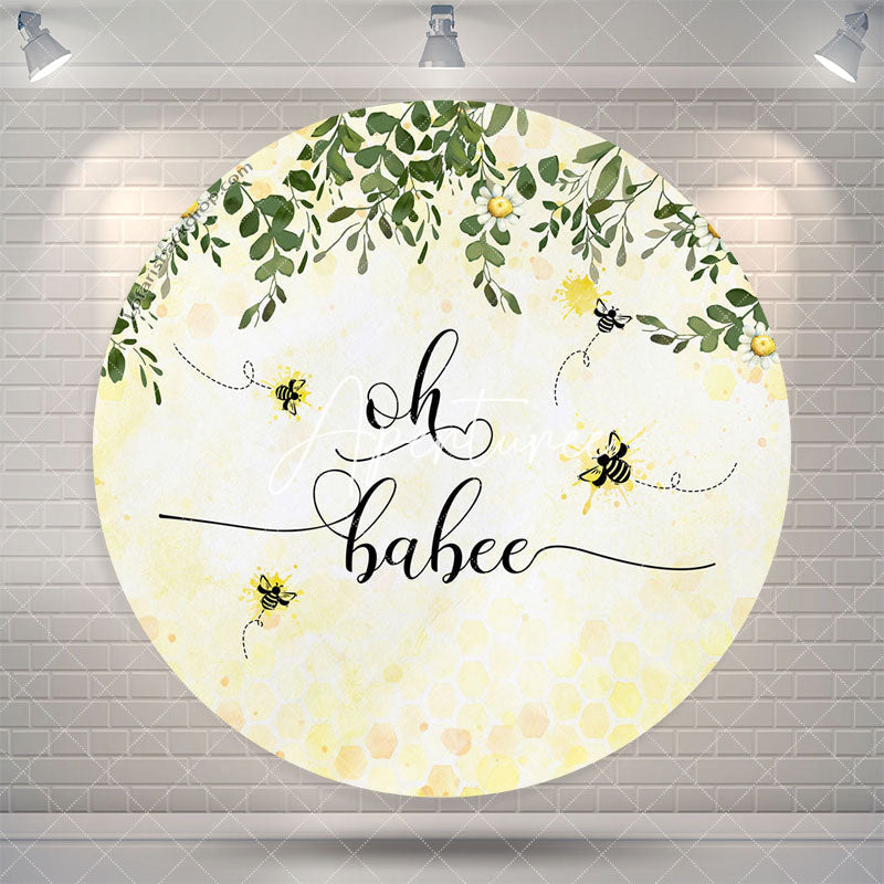 Aperturee Oh Babee Honey Wildflower Round Baby Shower Backdrop