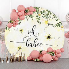 Aperturee Oh Babee Honey Wildflower Round Baby Shower Backdrop