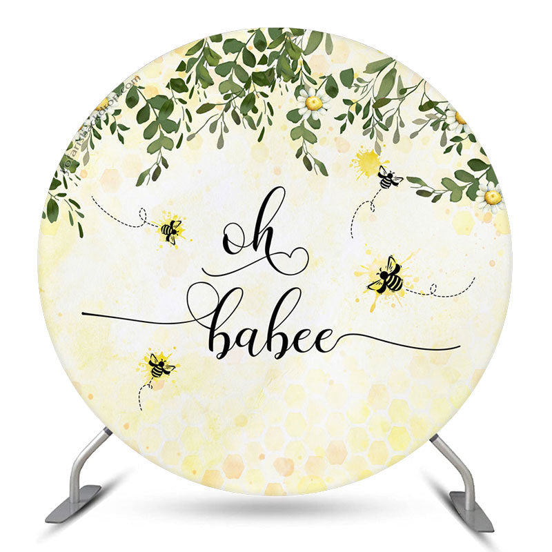 Aperturee Oh Babee Honey Wildflower Round Baby Shower Backdrop