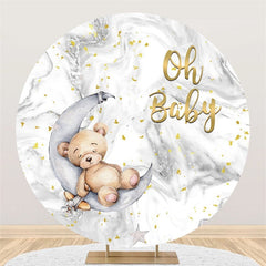 Aperturee Oh Baby Bear And Moon Circle Backdrop For Baby Shower