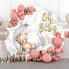 Aperturee Oh Baby Bear And Moon Circle Backdrop For Baby Shower