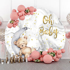 Aperturee - Oh Baby Bear Marble Round Boy Gender Reveal Backdrop