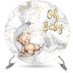 Aperturee - Oh Baby Bear Marble Round Boy Gender Reveal Backdrop