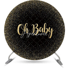 Aperturee - Oh Baby Black Gold Round Backdrop For Gender Reveal