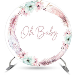 Aperturee - Oh Baby Boho Floral Round Gender Reveal Backdrop