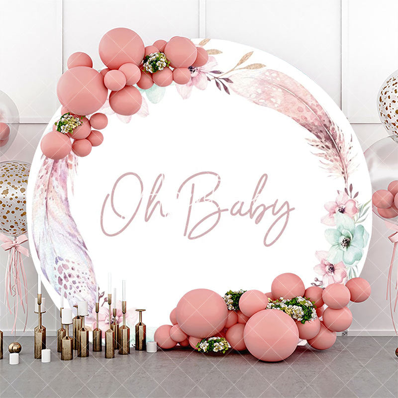 Aperturee - Oh Baby Boho Floral Round Gender Reveal Backdrop