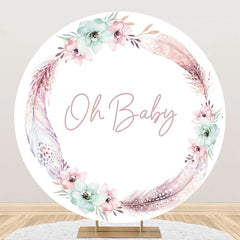 Aperturee - Oh Baby Boho Floral Round Gender Reveal Backdrop