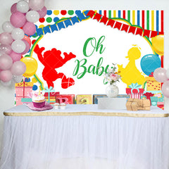 Aperturee - Oh Baby Cute Doll Stripes Dots Baby Shower Backdrop