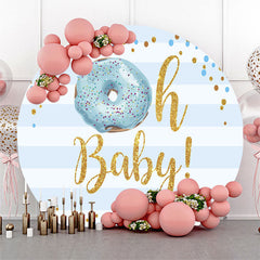 Aperturee - Oh Baby Donut Stripe Round Gender Reveal Backdrop