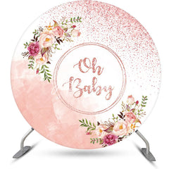 Aperturee - Oh Baby Floral Round Gender Reveal Backdrop For Girl