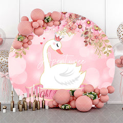 Aperturee - Oh Baby Girl Pink Swan Round Gender Reveal Backdrop