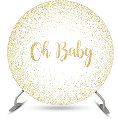 Aperturee - Oh Baby Gold White Round Backdrop For Gender Reveal