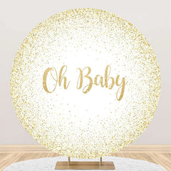 Aperturee - Oh Baby Gold White Round Backdrop For Gender Reveal