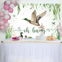 Aperturee - Oh Baby Green Leaves Duck Gender Reveal Backdrop