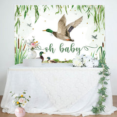 Aperturee - Oh Baby Green Leaves Duck Gender Reveal Backdrop