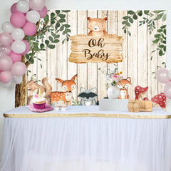 Aperturee - Oh Baby Green Tree Cute Animals Birthday Backdrop