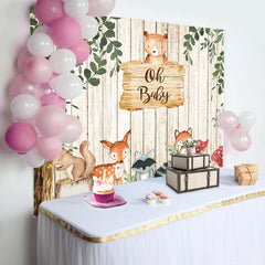 Aperturee - Oh Baby Green Tree Cute Animals Birthday Backdrop