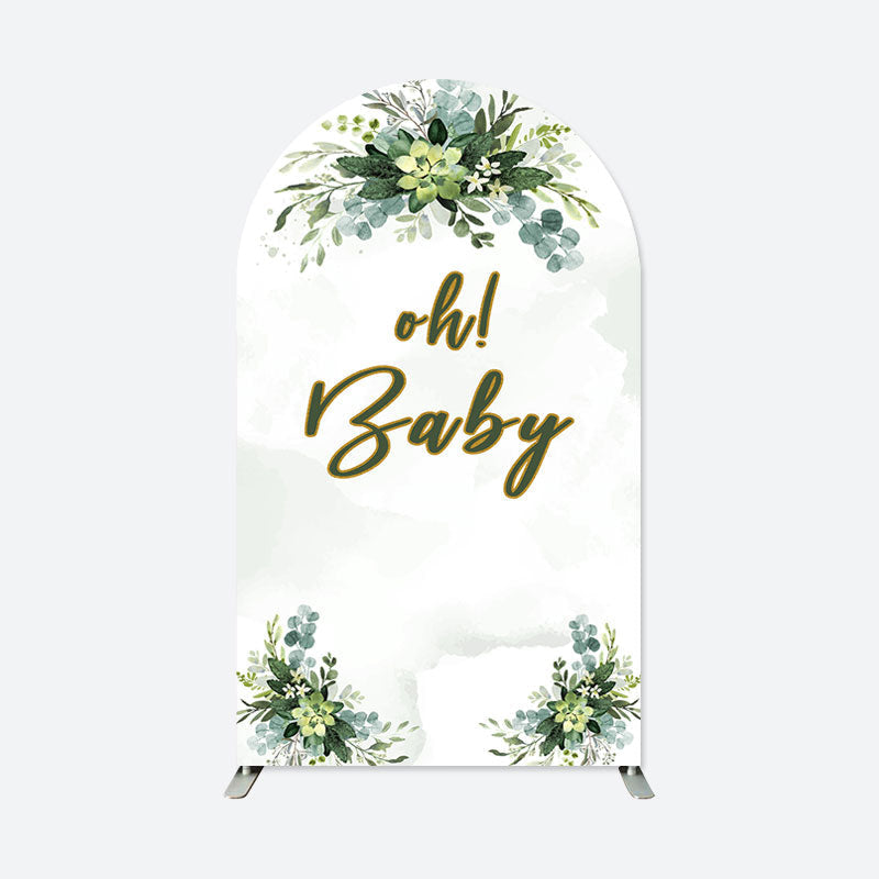 Aperturee - Oh Baby Greenery Double Sided Arch Backdrop