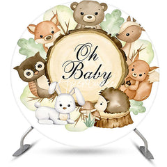 Aperturee - Oh Baby Lovely Animals Tree Stump Round Backdrop