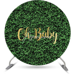 Aperturee - Oh Baby Spring Greenery Round Gender Reveal Backdrop