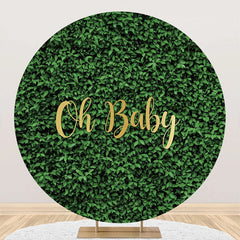 Aperturee - Oh Baby Spring Greenery Round Gender Reveal Backdrop