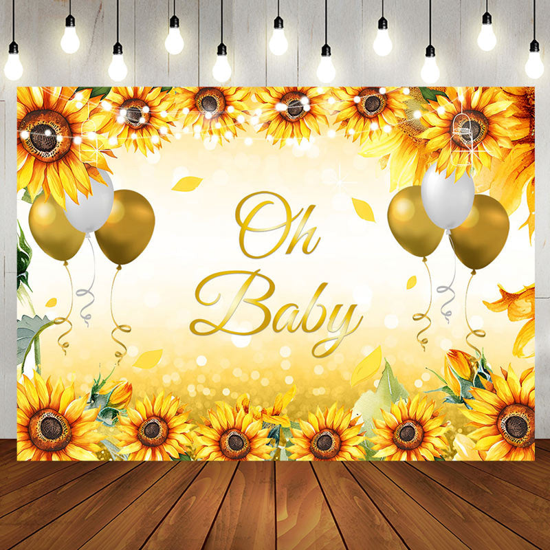 Aperturee - Oh Baby Sunflower Balloons Gender Reveal Backdrop