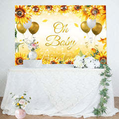 Aperturee - Oh Baby Sunflower Balloons Gender Reveal Backdrop