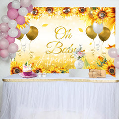 Aperturee - Oh Baby Sunflower Balloons Gender Reveal Backdrop