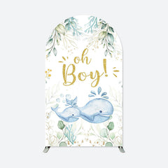 Aperturee - Oh Baby Whale Greenery Double Sided Arch Backdrop