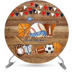 Aperturee - Oh Boy Baseball Wooden Round Baby Shower Backdrop