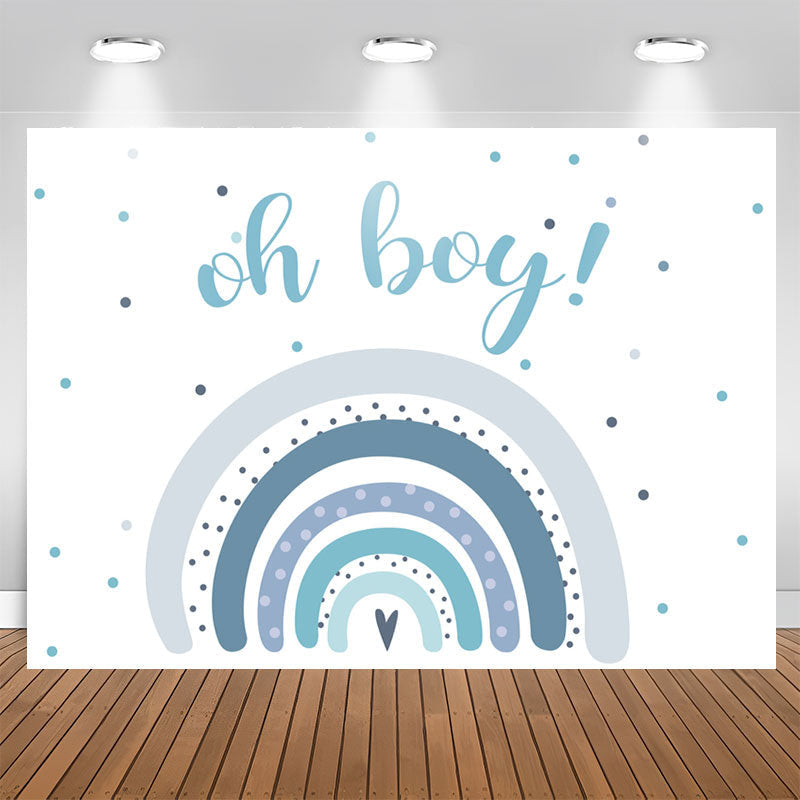 Aperturee - Oh Boy Blue Rainbow Baby Shower Backdrop For Party