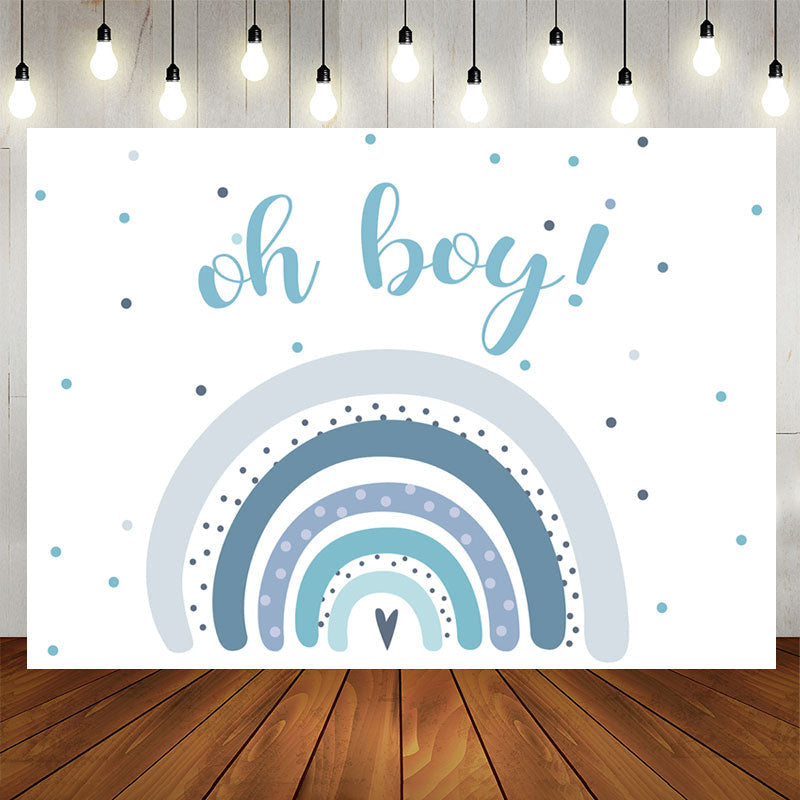 Aperturee - Oh Boy Blue Rainbow Baby Shower Backdrop For Party