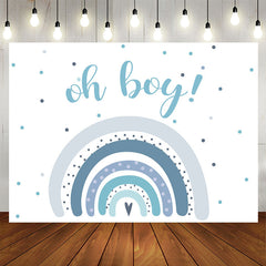 Aperturee - Oh Boy Blue Rainbow Baby Shower Backdrop For Party