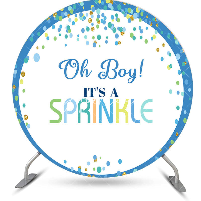 Aperturee - Oh Boy Its A Sprinkle Round Baby Shower Backdrop